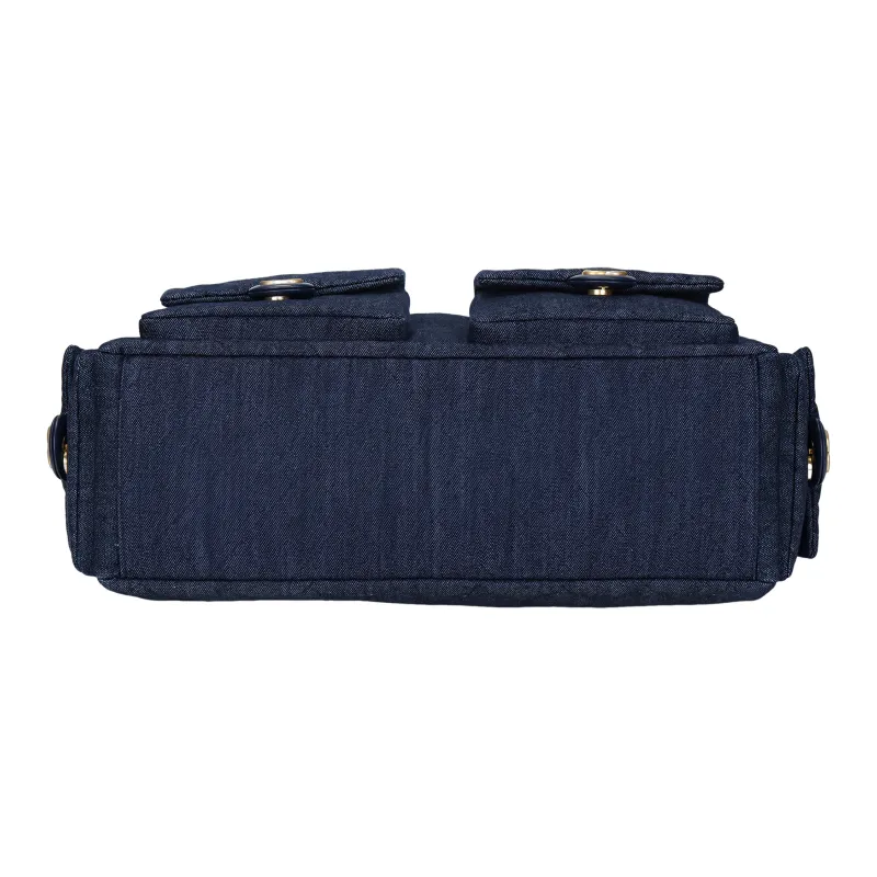 CHANEL Leather Shoulder Bag Women's Denim Blue-3