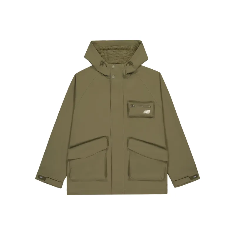 New Balance Casual Versatile Comfortable Hooded Woven Jackets & Coats Unisex Army Green-0