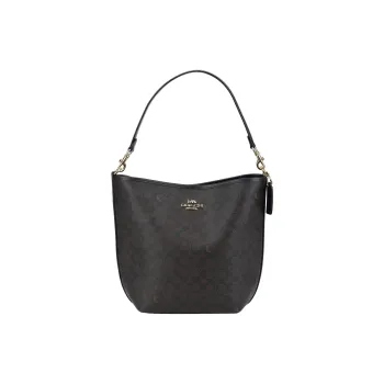 COACH City Canvas With Leather Handbag Large Size Women's Black