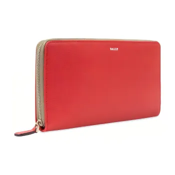 BALLY Genuine Leather Wallets Card Holders Women's Red