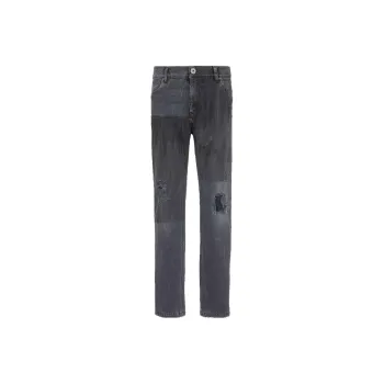 BALMAIN FW23 Faded Denim Patchwork Jeans Jeans Men's Black