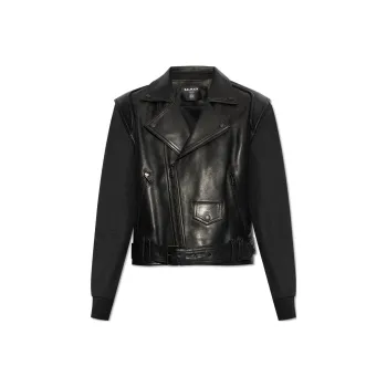 Balmain Hair Zip Detailed Leather Jacket