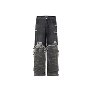 EYEUNDERSTAND Jeans Unisex Black Camouflage