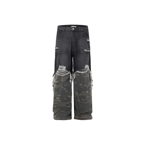 EYEUNDERSTAND Jeans Unisex Black Camouflage