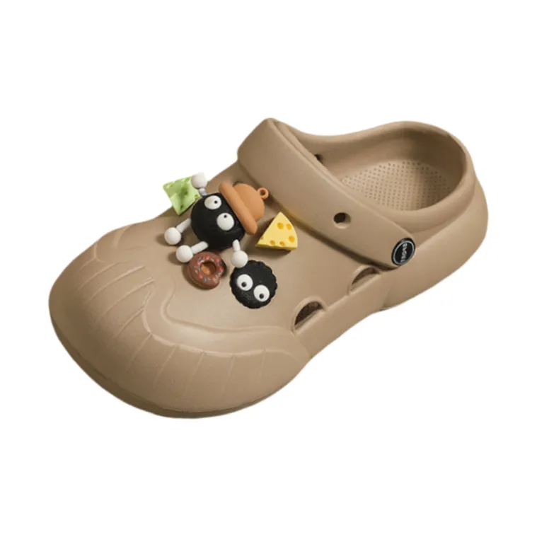 YUZHAOLIN DIY Clog Summer Wear Good Looking Slip Resistant Abrasion Resistant Couple Home Cute Coal Ball Clogs-4