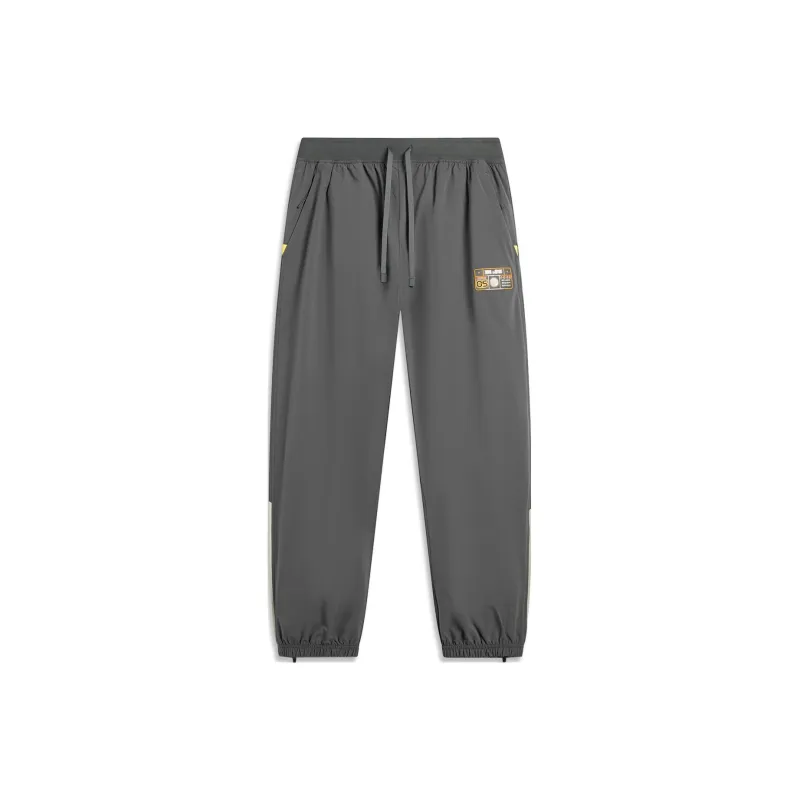 LiNing Badfive Seven Cities Alliance Knitted Sports Pants Men's Agarwood Black Ecru-0