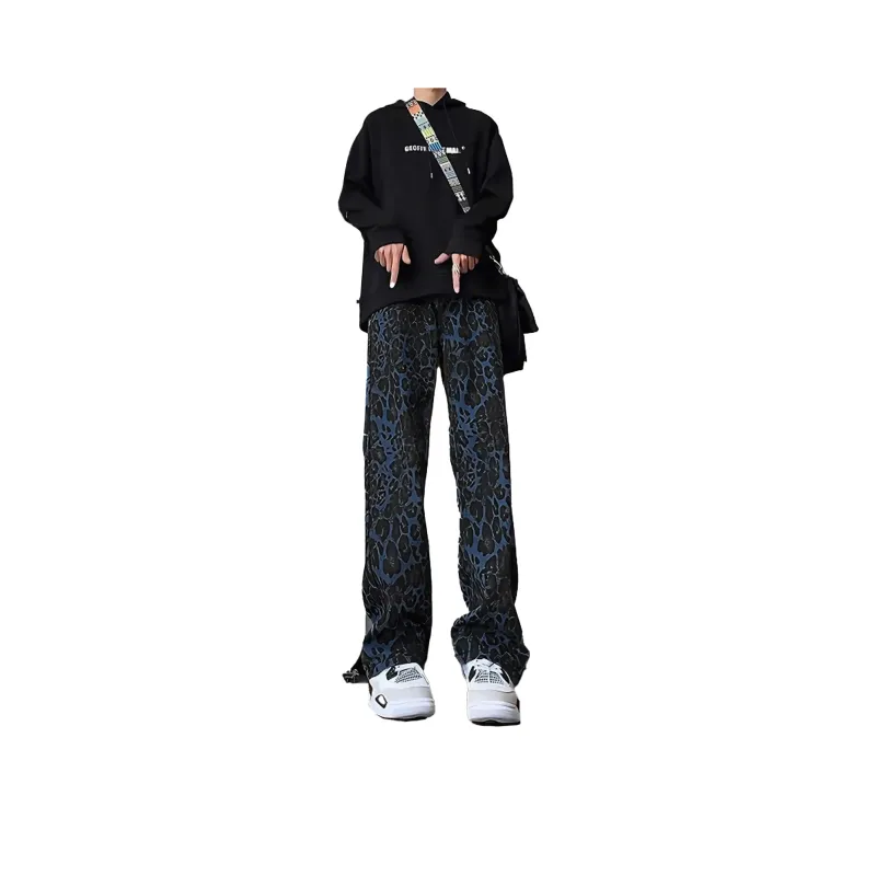 RENBEN Jeans Unisex Leopard Print-0