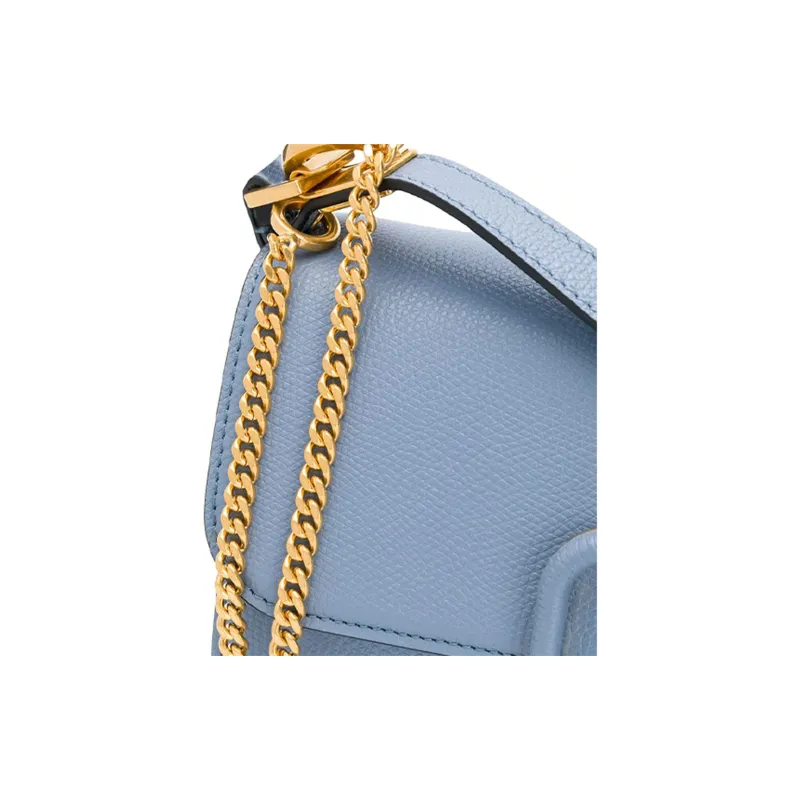Valentino Cow Leather Shoulder Bag Women's Sky Blue-3