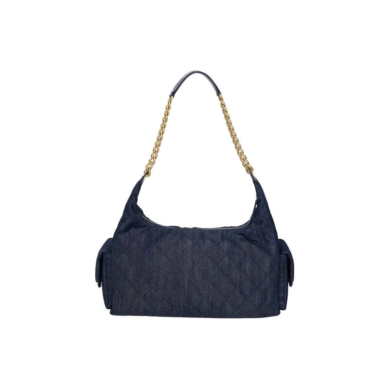CHANEL Leather Shoulder Bag Women's Denim Blue-2