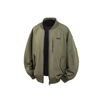 Jeep Long Sleeved Zip Closure Stand Collar Flight Jackets & Coats Unisex