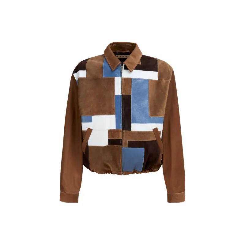 MARNI Patchwork design Leather Jacket-0