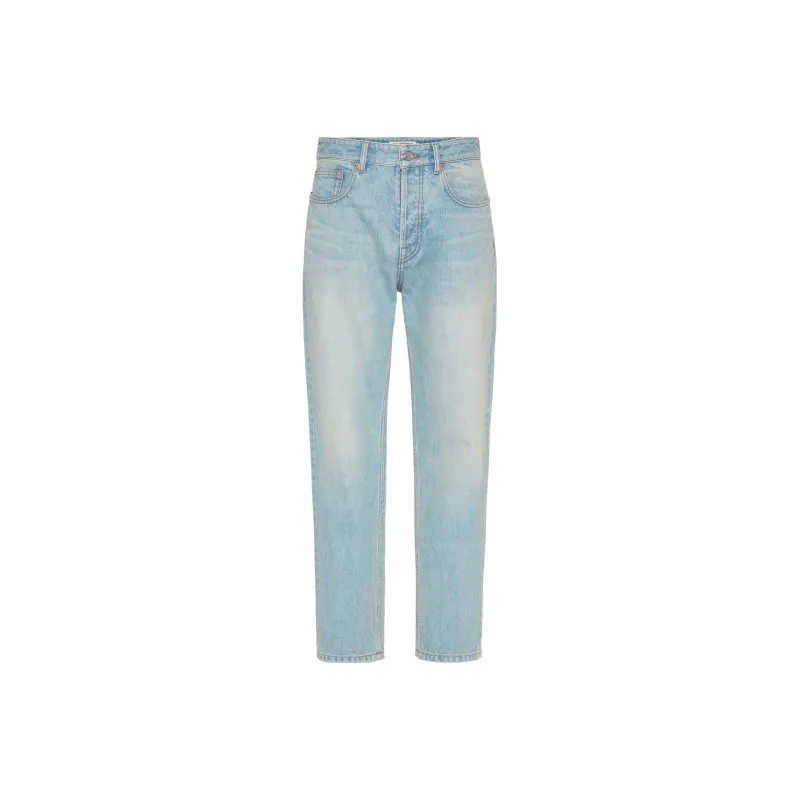 Valentino Logo Patch Mid Rise Jeans-0