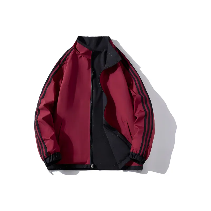 HOKLV Jackets Coats Unisex Red Black-0