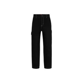 HUGO BOSS Regular Fit Trousers In Heavyweight Cotton Jeans Men's Black
