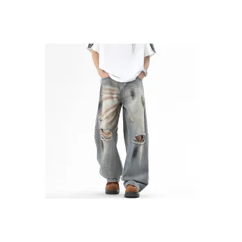 HOKLV Jeans Unisex Vintage Blue