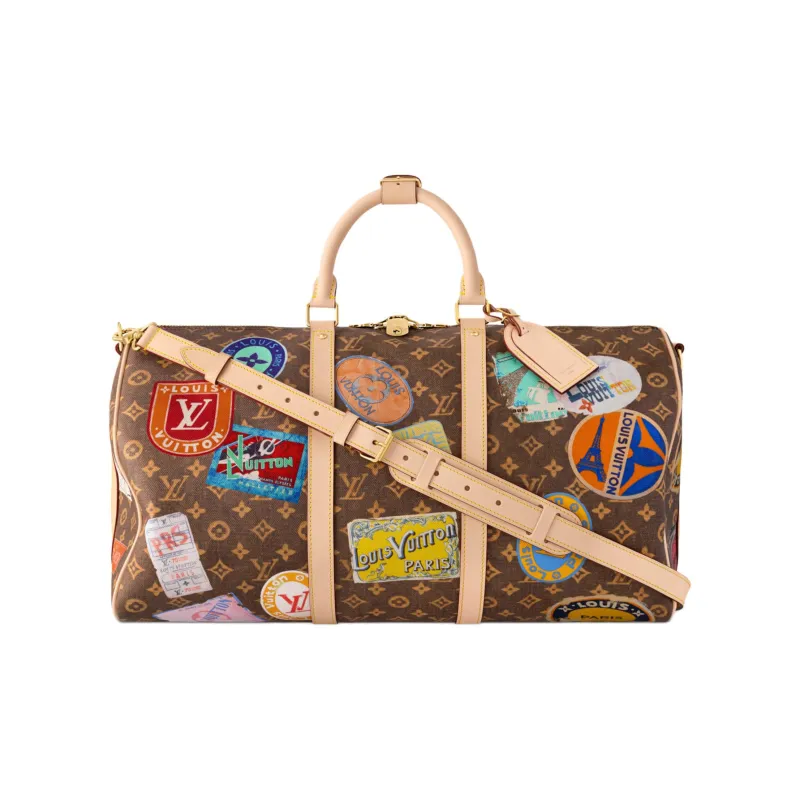 LOUIS VUITTON KeepallBandoulière Monogram Canvas One Shoulder Crossbody Bag, Travel Bag Unisex Brown-0
