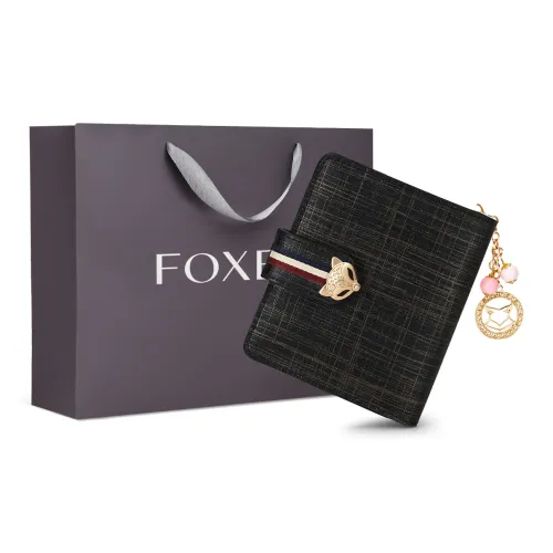 FOXER Cow Leather Clutch Card Holder Clutch Wallet Trumpets Women's Pink/Gold/Black