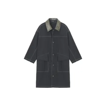 UNVESNO Trench Coats Unisex Ink Black
