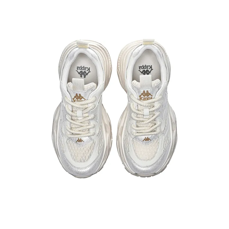 Kappa Anti Slip Wear Resistant Low Top Chunky Sneakers Women's Classic White-3