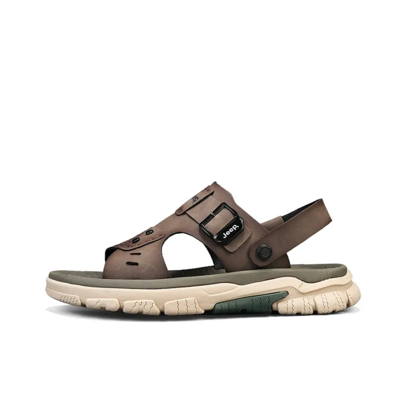 Jeep Beach Sandals Men Dark Brown/Light Gray-6