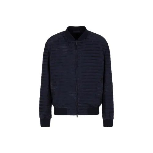 GIORGIO ARMANI Seersucker Blouson With Suede Inserts