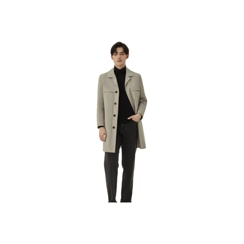 ZIOZIA Trench Coats Men Khaki-0