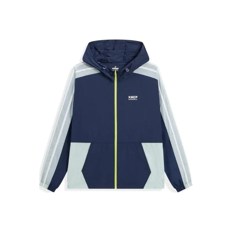 XTEP Trench Coat Unisex Ink Melody Blue/Salt Green-0