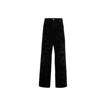BALMAIN All over Logo Print Jeans