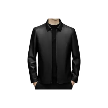 PIERRE CARDIN Leather Jacket Men's Black