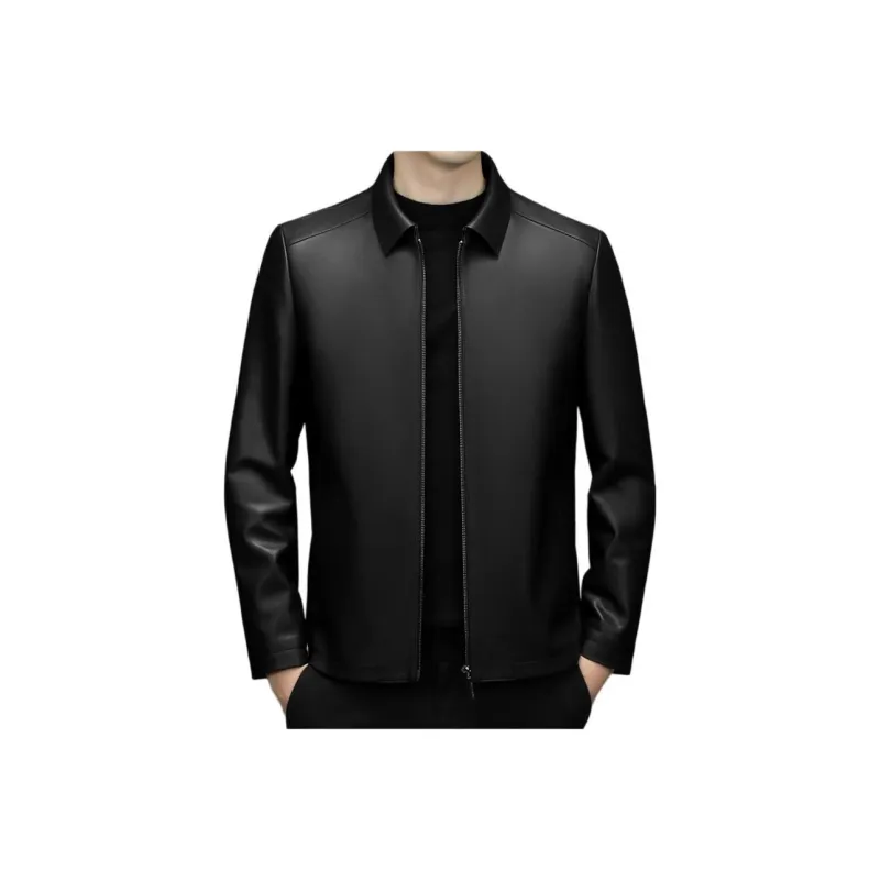 PIERRE CARDIN Leather Jacket Men's Black-0