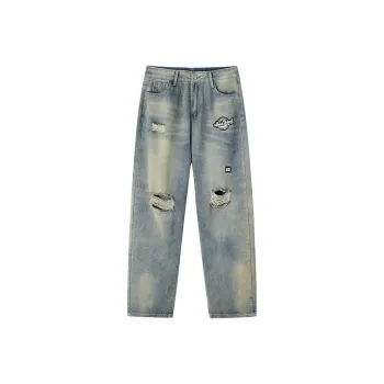 XINGJIZHE Washable Loose Fit Ripped Jeans Unisex