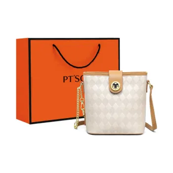 PT'SON Cow Leather Bucket Bag, Shoulder Bag, Crossbody Bag Regular Women's Ecru