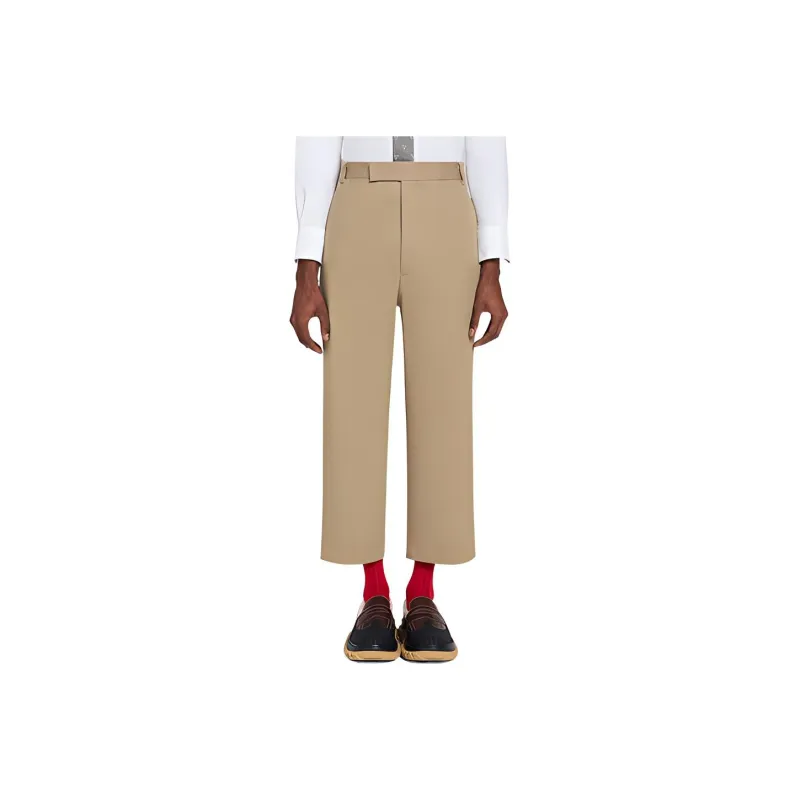 THOM BROWNE Cropped Grosgrain loop Trousers-0
