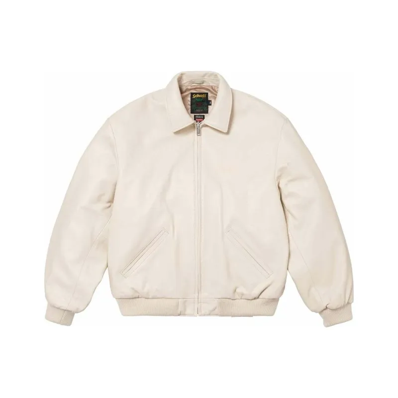 Supreme X Schott Hooded Leather Bomber Jacket-5