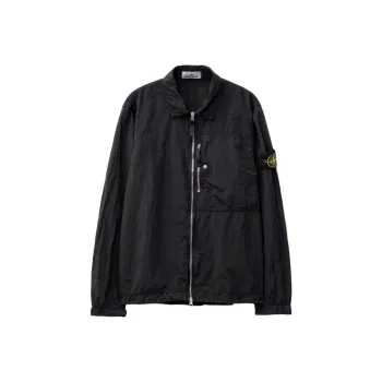 STONE ISLAND Logo Patch Crinkle Finish Overshirt