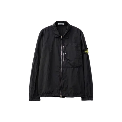 STONE ISLAND Logo Patch Crinkle Finish Overshirt