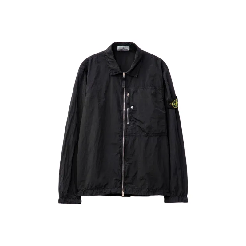 STONE ISLAND Logo Patch Crinkle Finish Overshirt-0