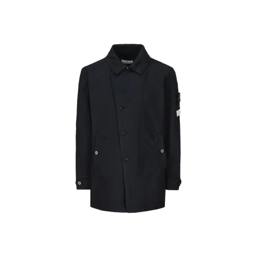 STONE ISLAND Compass Patch Long Sleeved Button Up Coat
