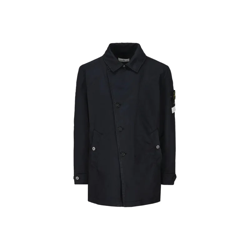 STONE ISLAND Compass Patch Long Sleeved Button Up Coat-0