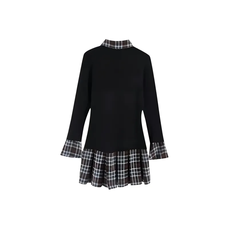 DOSOHEB Long Sleeved Dress Women's Black-0