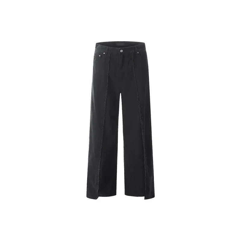 WLNEXT Frayed Edge Relaxed And Casual Pants For Men, Trendy And Cool, Perfect For Couples Unisex-2