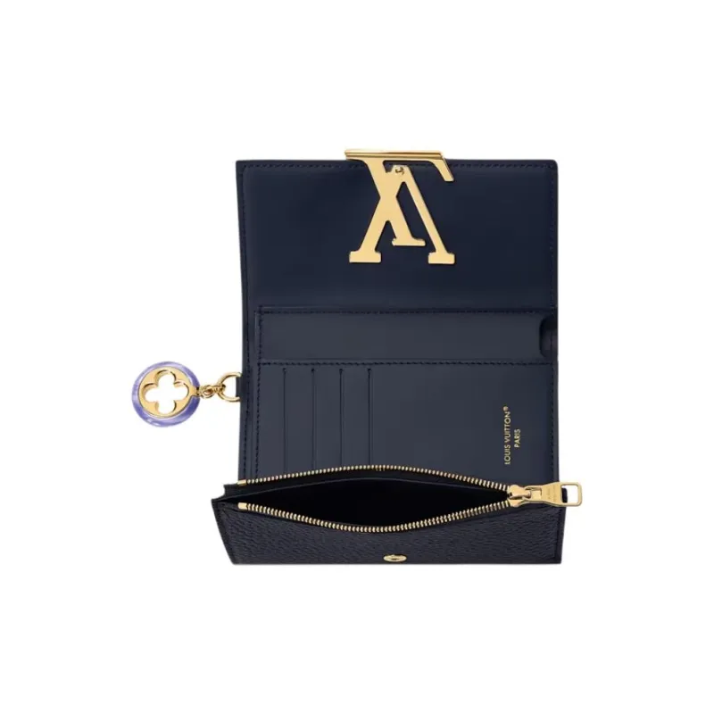 LOUIS VUITTON Capucines Leather Wallet Large Size Unisex Dark Blue-3