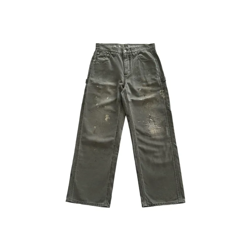 Haonanhuang Cargo Pants Unisex Green Camouflage-0