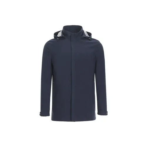 BRAUN BUFFEL Trench Coat Men's Dark Blue