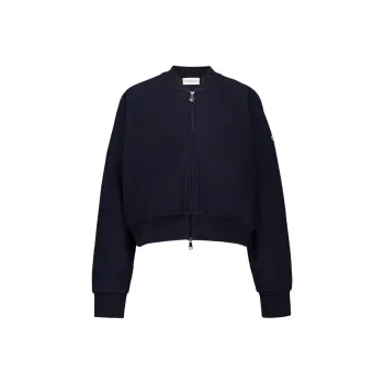 Moncler Zip Up Cropped Bomber Jacket