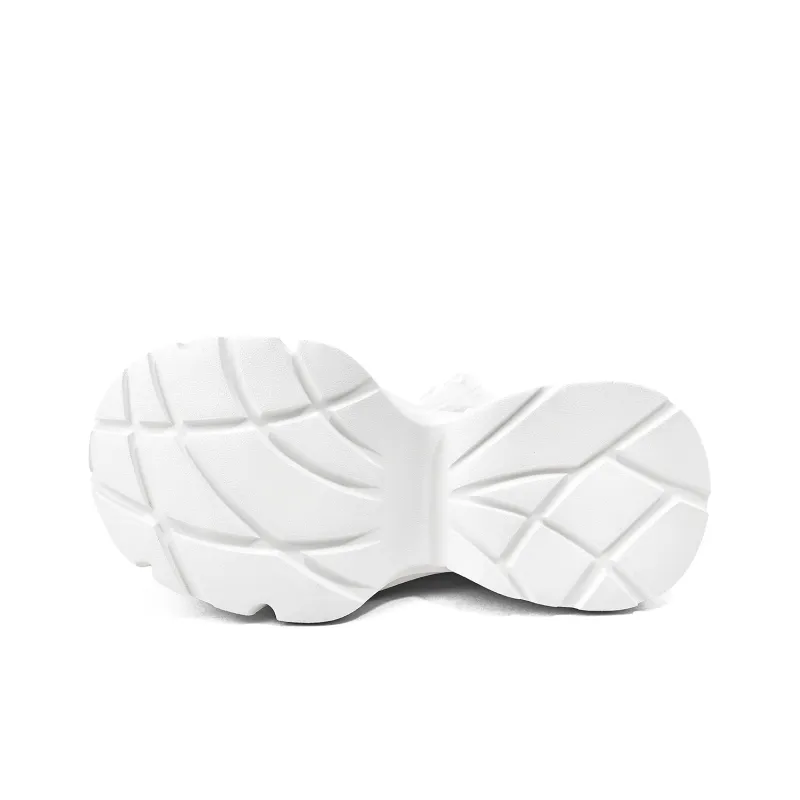 KMD Height Increasing Low Top Chunky Sneakers Women's White-3