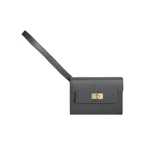 HERMES Kelly Pocket Madame Calfskin Wallet Women's H0 Misty Gray