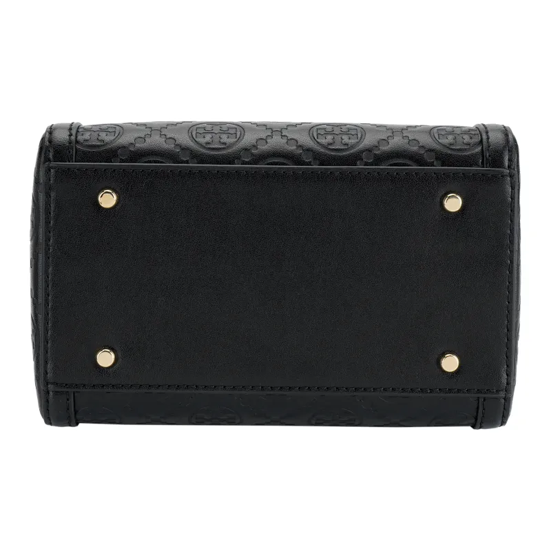 TORY BURCH Leather Barrel Bag Shoulder Bag Crossbody Bag Handbag Women's Black-3