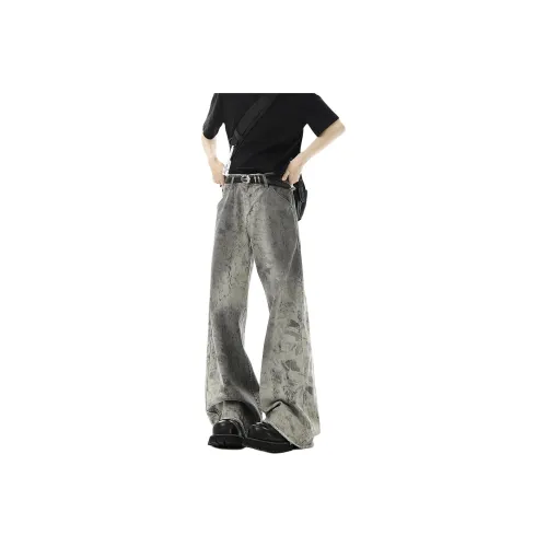 FASTFISH Jeans Unisex Snakeskin Print White