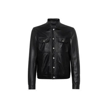 DSQUARED 2 Leather Boxy Jean Jacket